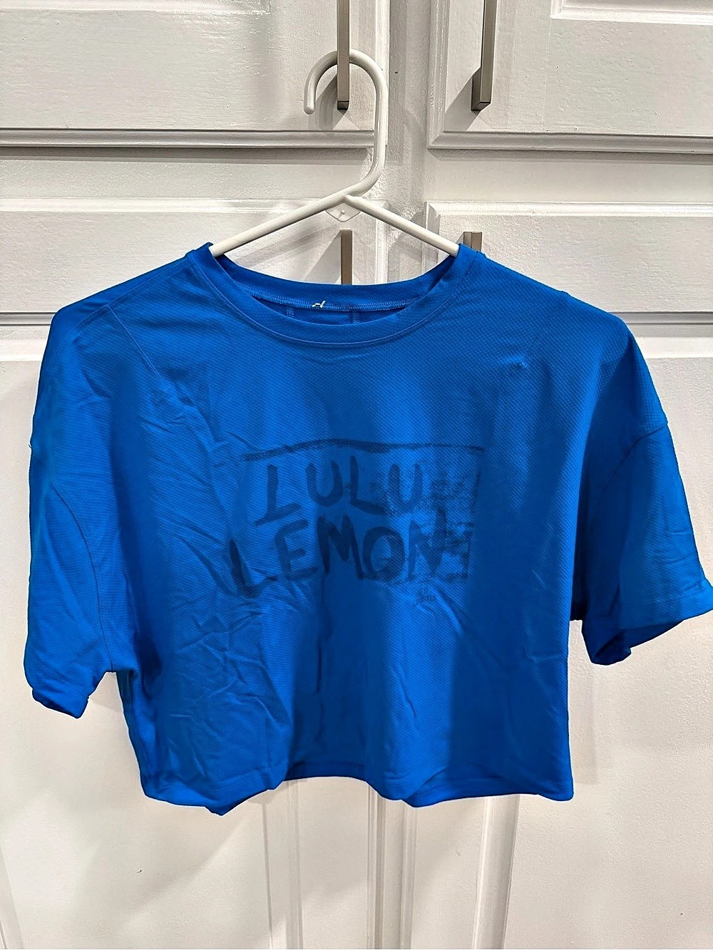 lululemon Swiftly Cropped Oversized T-Shirt Blue Short Sleeve Athletic Top Like